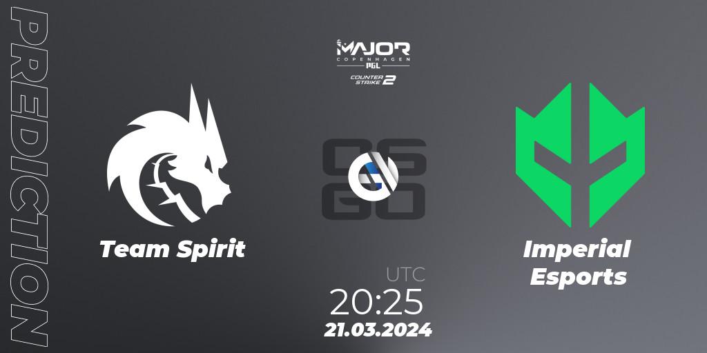 Team Spirit - Imperial Esports: Maç tahminleri. 21.03.24, CS2 (CS:GO), PGL CS2 Major Copenhagen 2024