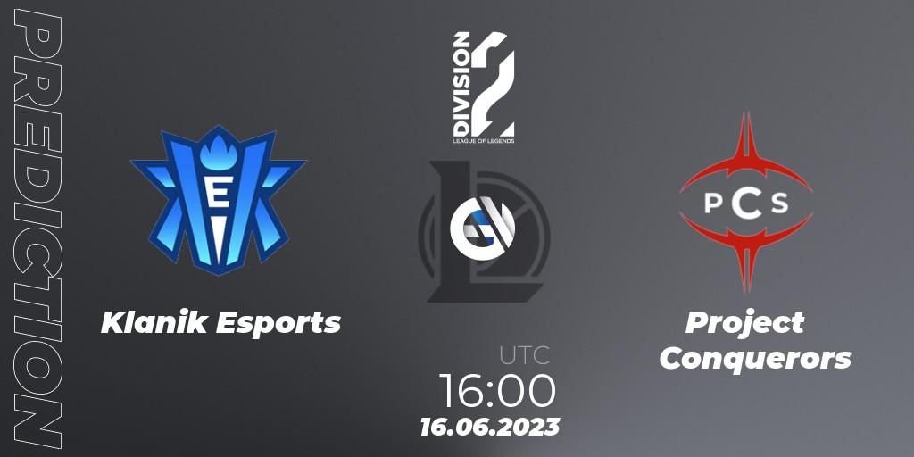 Klanik Esports - Project Conquerors: Maç tahminleri. 16.06.2023 at 16:00, LoL, LFL Division 2 Summer 2023 - Group Stage
