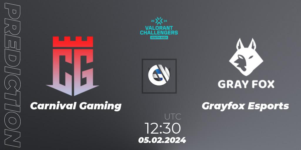 Carnival Gaming - Grayfox Esports: Maç tahminleri. 05.02.2024 at 12:30, VALORANT, VALORANT Challengers 2024: South Asia Split 1 - Cup 1
