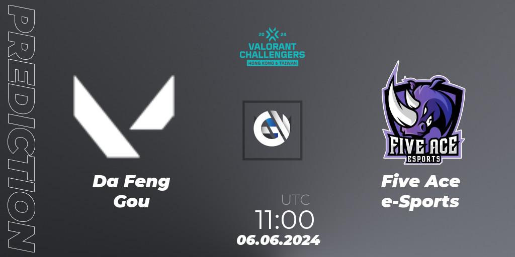 Da Feng Gou - Five Ace e-Sports: Maç tahminleri. 06.06.2024 at 11:00, VALORANT, VALORANT Challengers Hong Kong and Taiwan 2024: Split 2