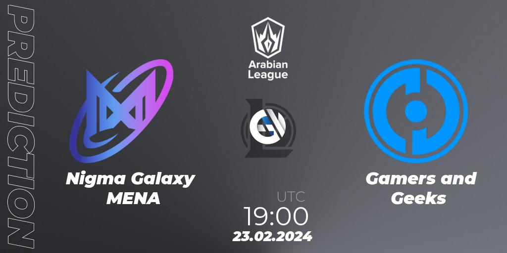 Nigma Galaxy MENA - Gamers and Geeks: Maç tahminleri. 23.02.24, LoL, Arabian League Spring 2024
