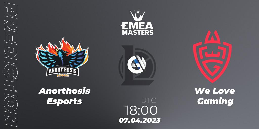 Anorthosis Esports - We Love Gaming: Maç tahminleri. 07.04.2023 at 18:00, LoL, EMEA Masters Spring 2023 - Play-In