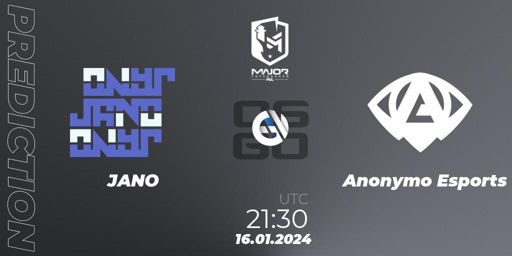 JANO - Anonymo Esports: Maç tahminleri. 16.01.2024 at 21:30, Counter-Strike (CS2), PGL CS2 Major Copenhagen 2024 Europe RMR Open Qualifier 4