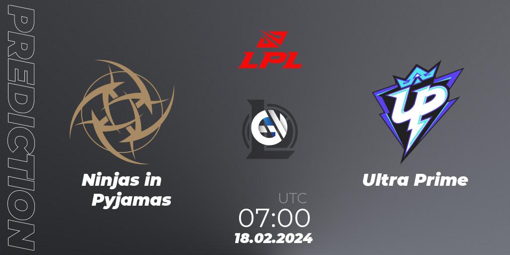 Ninjas in Pyjamas - Ultra Prime: Maç tahminleri. 18.02.2024 at 07:00, LoL, LPL Spring 2024 - Group Stage