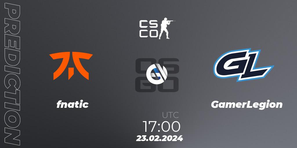 fnatic - GamerLegion: Maç tahminleri. 23.02.24, CS2 (CS:GO), PGL CS2 Major Copenhagen 2024 Opening Stage Last Chance Qualifier