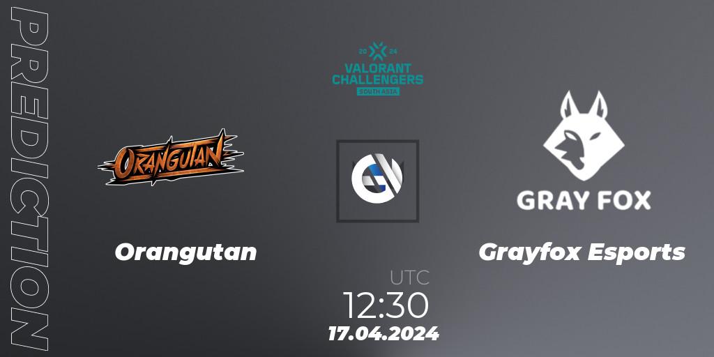 Orangutan - Grayfox Esports: Maç tahminleri. 30.04.24, VALORANT, VALORANT Challengers 2024 South Asia: Split 1 - Cup 2