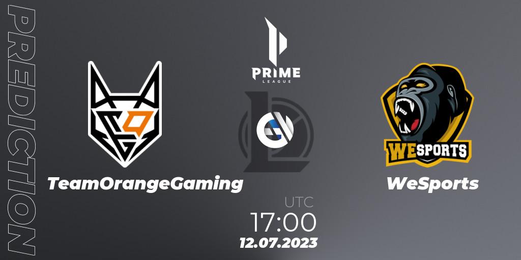 TeamOrangeGaming - WeSports: Maç tahminleri. 12.07.2023 at 17:00, LoL, Prime League 2nd Division Summer 2023