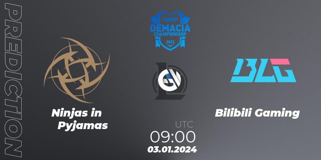 Ninjas in Pyjamas - Bilibili Gaming: Maç tahminleri. 03.01.24, LoL, Demacia Cup 2023 Playoffs