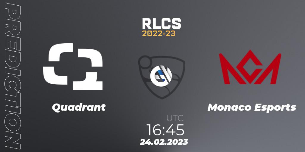 Quadrant - Monaco Esports: Maç tahminleri. 24.02.2023 at 16:45, Rocket League, RLCS 2022-23 - Winter: Europe Regional 3 - Winter Invitational