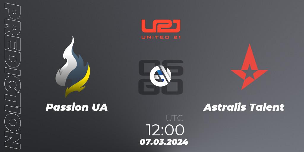 Passion UA - Astralis Talent: Maç tahminleri. 07.03.2024 at 12:00, Counter-Strike (CS2), United21 Season 12
