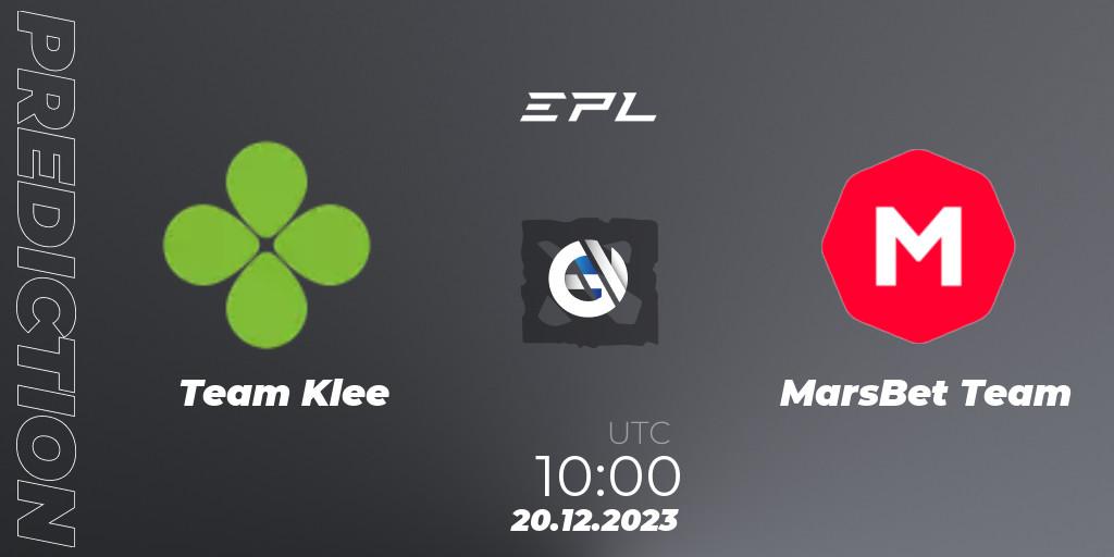 Team Klee - MarsBet Team: Maç tahminleri. 20.12.2023 at 10:00, Dota 2, European Pro League Season 15