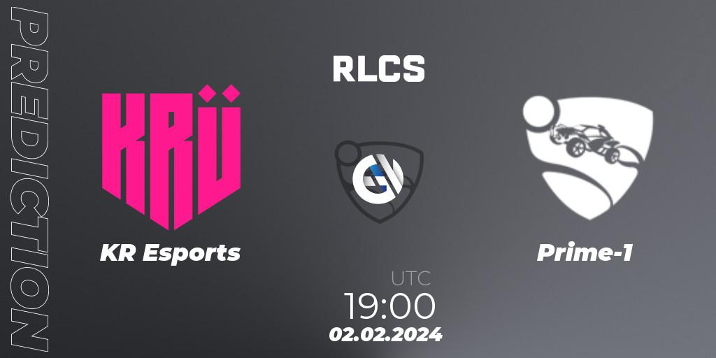 KRÜ Esports - Prime-1: Maç tahminleri. 02.02.2024 at 19:00, Rocket League, RLCS 2024 - Major 1: SAM Open Qualifier 1