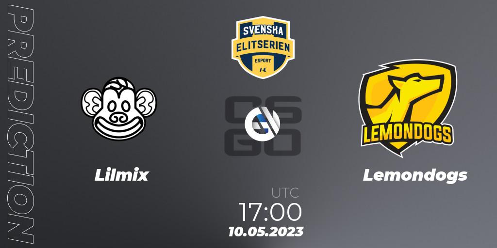 Lilmix - Lemondogs: Maç tahminleri. 10.05.2023 at 17:00, Counter-Strike (CS2), Svenska Elitserien Spring 2023: Online Stage