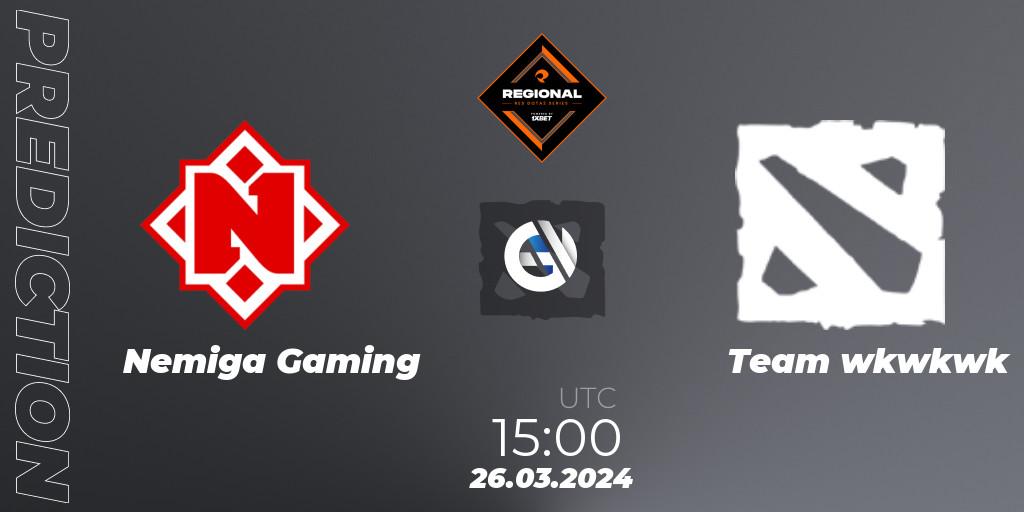 Nemiga Gaming - Team wkwkwk: Maç tahminleri. 26.03.24, Dota 2, RES Regional Series: EU #1