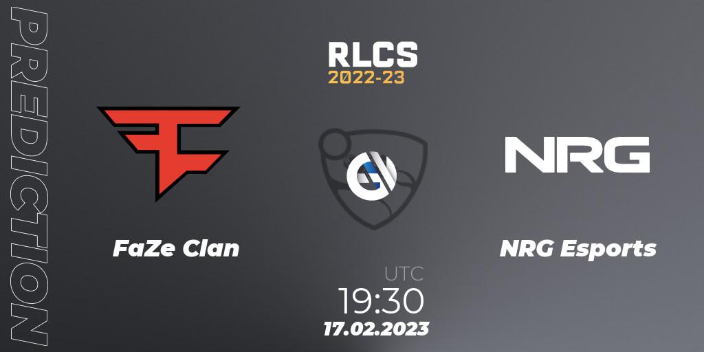 FaZe Clan - NRG Esports: Maç tahminleri. 17.02.2023 at 19:30, Rocket League, RLCS 2022-23 - Winter: North America Regional 2 - Winter Cup