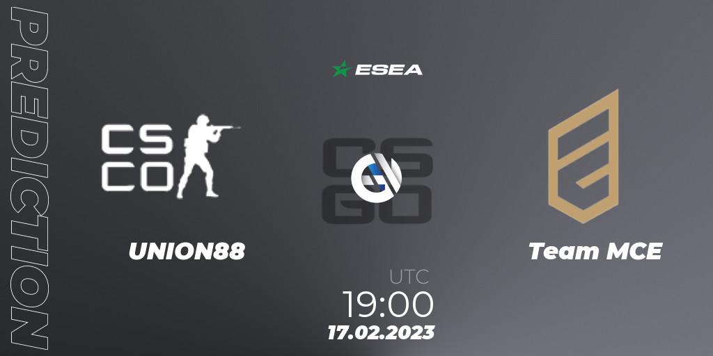 UNION88 - Team MCE: Maç tahminleri. 17.02.23, CS2 (CS:GO), ESEA Season 44: Advanced Division - Europe