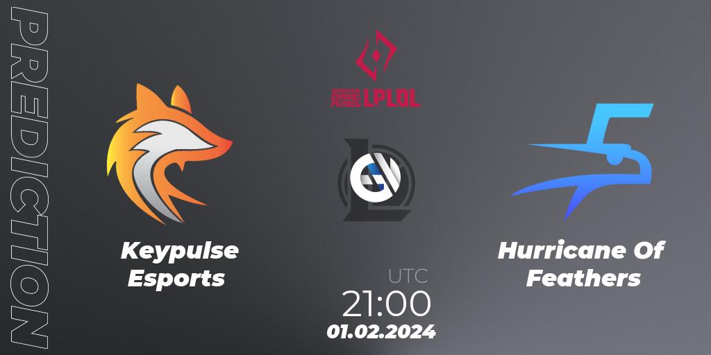 Keypulse Esports - Hurricane Of Feathers: Maç tahminleri. 01.02.2024 at 21:00, LoL, LPLOL Split 1 2024