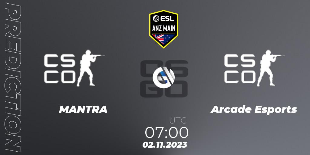 MANTRA - Arcade Esports: Maç tahminleri. 02.11.2023 at 07:00, Counter-Strike (CS2), ESL ANZ Main Season 17