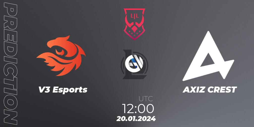V3 Esports - AXIZ CREST: Maç tahminleri. 20.01.2024 at 12:00, LoL, LJL 2024 Spring Group Stage