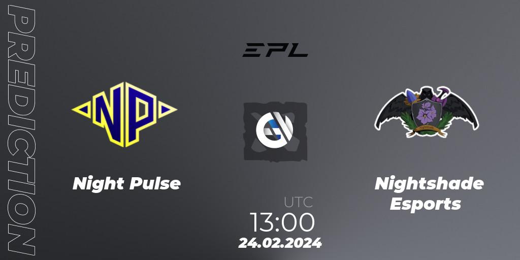 Night Pulse - Nightshade Esports: Maç tahminleri. 24.02.2024 at 13:00, Dota 2, European Pro League Season 17: Division 2