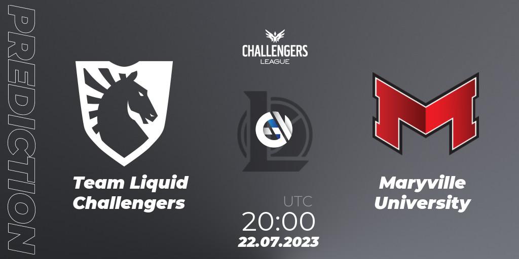 Team Liquid Challengers - Maryville University: Maç tahminleri. 22.07.2023 at 20:00, LoL, North American Challengers League 2023 Summer - Playoffs