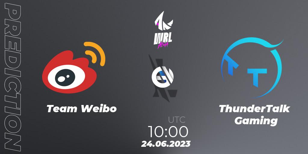 Team Weibo - ThunderTalk Gaming: Maç tahminleri. 24.06.2023 at 10:00, Wild Rift, WRL Asia 2023 - Season 1 - Playoffs