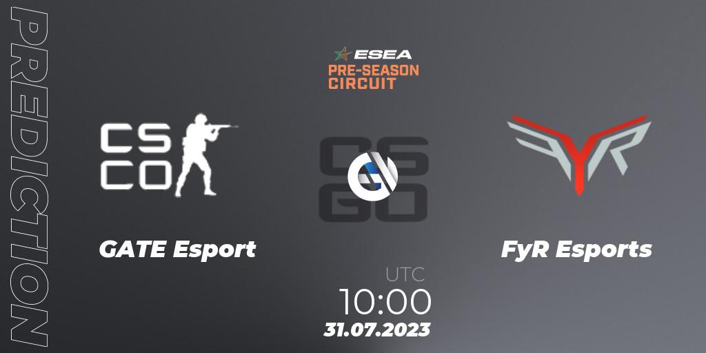 GATE Esport - FyR Esports: Maç tahminleri. 31.07.2023 at 10:00, Counter-Strike (CS2), ESEA Pre-Season Circuit 2023: Asian Final