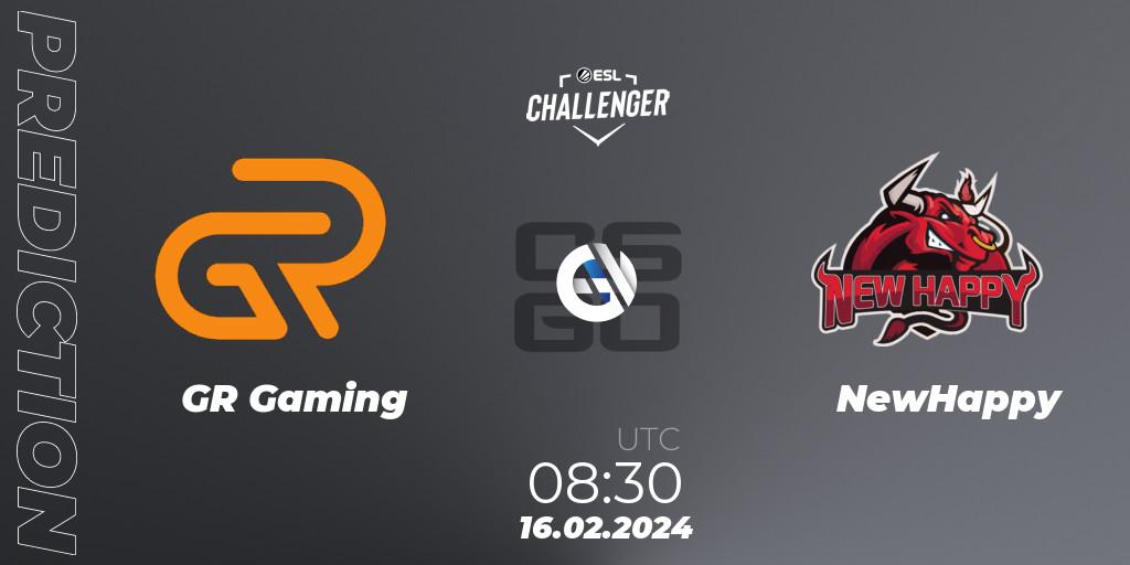 GR Gaming - NewHappy: Maç tahminleri. 16.02.2024 at 08:30, Counter-Strike (CS2), ESL Challenger #56: Asian Qualifier