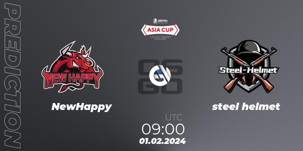 NewHappy - steel helmet: Maç tahminleri. 01.02.2024 at 09:00, Counter-Strike (CS2), 5E Arena Asia Cup Spring 2024 - BLAST Premier Qualifier
