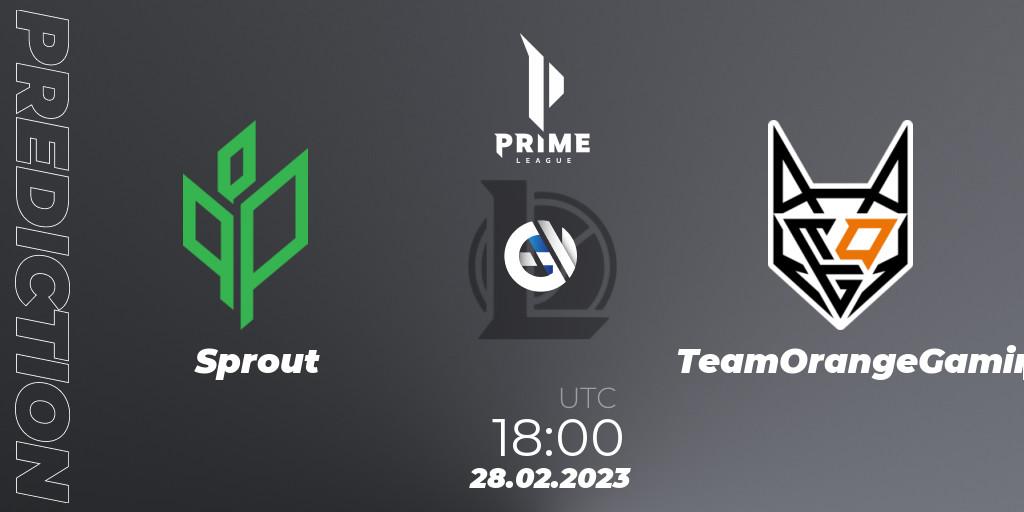 Sprout - TeamOrangeGaming: Maç tahminleri. 28.02.2023 at 21:00, LoL, Prime League 2nd Division Spring 2023 - Group Stage
