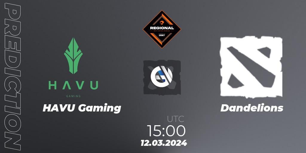 HAVU Gaming - Dandelions: Maç tahminleri. 12.03.2024 at 15:00, Dota 2, RES Regional Series: EU #1