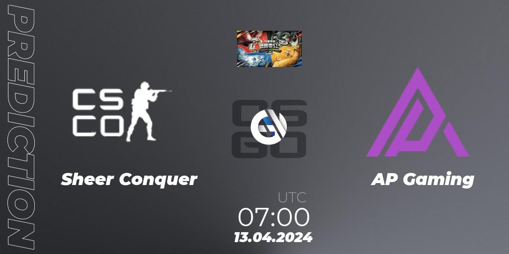 Sheer Conquer - AP Gaming: Maç tahminleri. 13.04.2024 at 07:00, Counter-Strike (CS2), Perfect World Wild Party Season 1: Series 3
