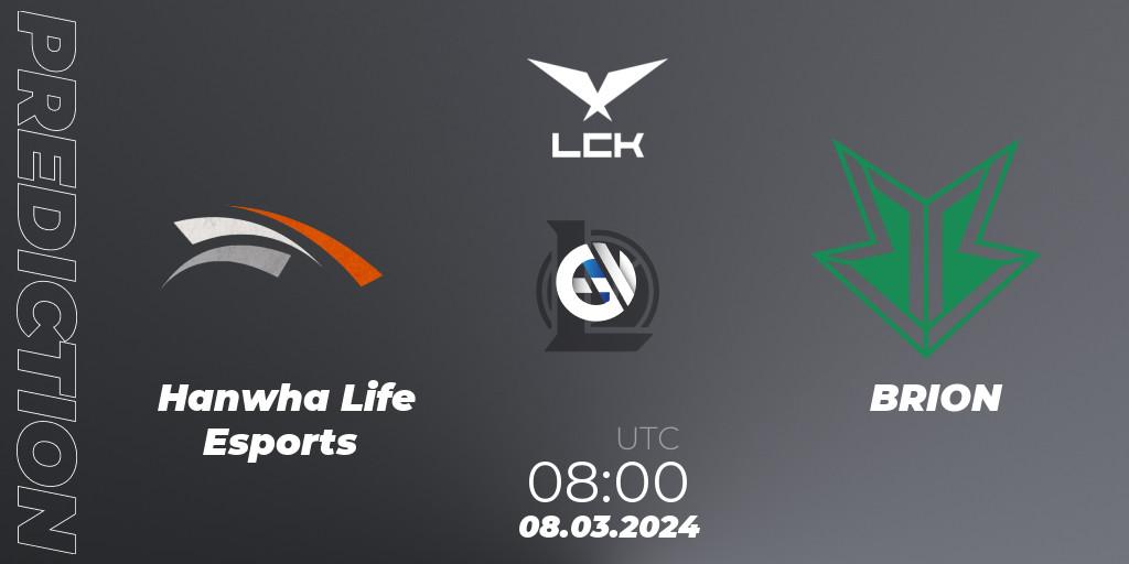 Hanwha Life Esports - BRION: Maç tahminleri. 08.03.24, LoL, LCK Spring 2024 - Group Stage