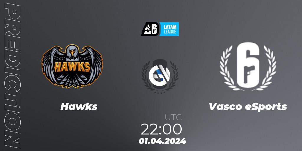 Hawks - Vasco eSports: Maç tahminleri. 01.04.2024 at 22:00, Rainbow Six, LATAM League 2024 - Stage 1: LATAM South