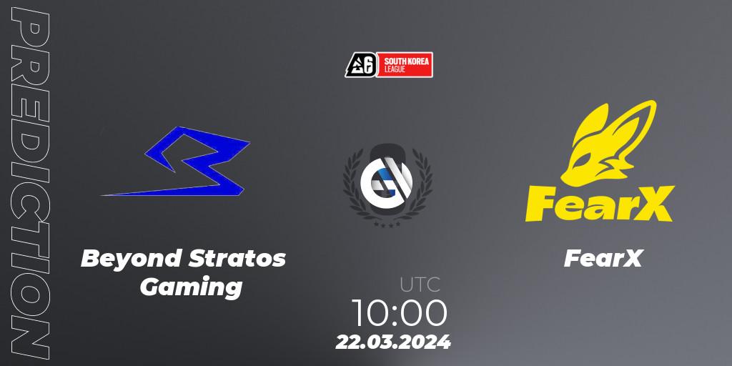 Beyond Stratos Gaming - FearX: Maç tahminleri. 22.03.2024 at 10:00, Rainbow Six, South Korea League 2024 - Stage 1