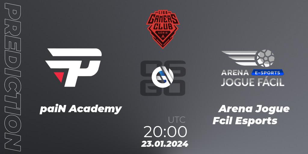 paiN Academy - Arena Jogue Fácil Esports: Maç tahminleri. 23.01.2024 at 20:00, Counter-Strike (CS2), Gamers Club Liga Série A: January 2024