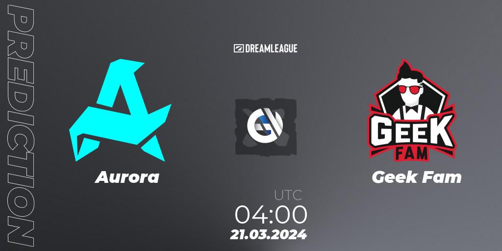 Aurora - Geek Fam: Maç tahminleri. 21.03.24, Dota 2, DreamLeague Season 23: Southeast Asia Closed Qualifier