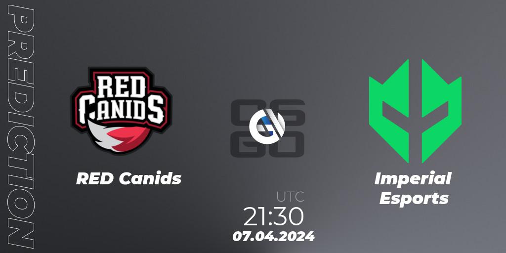 RED Canids - Imperial Esports: Maç tahminleri. 07.04.2024 at 21:30, Counter-Strike (CS2), BetBoom Dacha Belgrade 2024: South American Qualifier