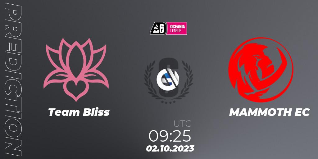 Team Bliss - MAMMOTH EC: Maç tahminleri. 02.10.2023 at 09:25, Rainbow Six, Oceania League 2023 - Stage 2