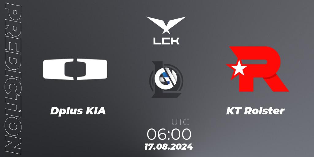 Dplus KIA - KT Rolster: Maç tahminleri. 17.08.2024 at 06:00, LoL, LCK Summer 2024 Group Stage