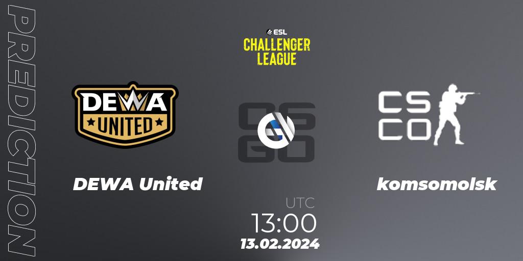 DEWA United - komsomolsk: Maç tahminleri. 13.02.2024 at 13:00, Counter-Strike (CS2), ESL Challenger League Season 47: Asia
