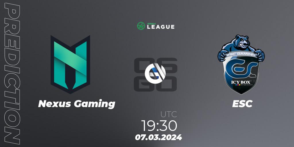 Nexus Gaming - ESC: Maç tahminleri. 08.03.24, CS2 (CS:GO), ESEA Season 48: Advanced Division - Europe
