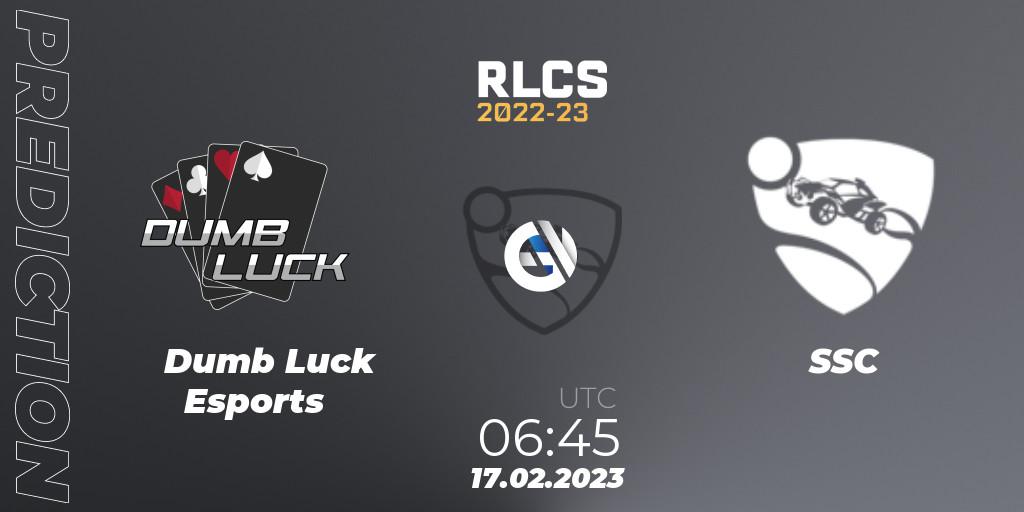 Dumb Luck Esports - SSC: Maç tahminleri. 17.02.2023 at 06:45, Rocket League, RLCS 2022-23 - Winter: Oceania Regional 2 - Winter Cup