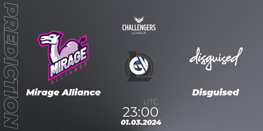 Mirage Alliance - Disguised: Maç tahminleri. 01.03.2024 at 23:00, LoL, NACL 2024 Spring - Group Stage
