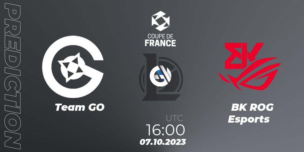 Team GO - BK ROG Esports: Maç tahminleri. 07.10.2023 at 16:00, LoL, Coupe de France 2023