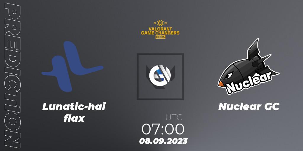 Lunatic-hai flax - Nuclear GC: Maç tahminleri. 08.09.2023 at 07:10, VALORANT, VCT 2023: Game Changers Korea Stage 2