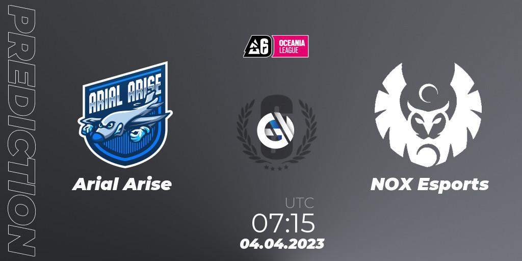 Arial Arise - NOX Esports: Maç tahminleri. 04.04.2023 at 07:15, Rainbow Six, Oceania League 2023 - Stage 1