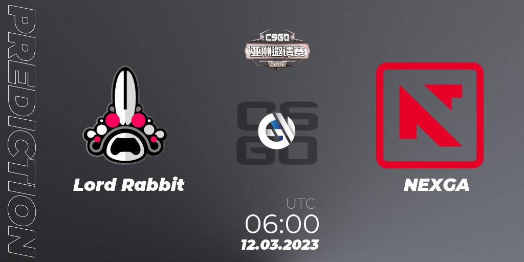 Lord Rabbit - NEXGA: Maç tahminleri. 12.03.2023 at 06:00, Counter-Strike (CS2), Baidu Cup Invitational #2