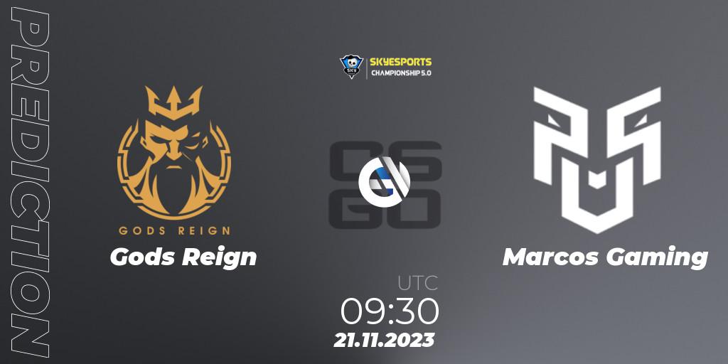 Gods Reign - Marcos Gaming: Maç tahminleri. 21.11.2023 at 11:30, Counter-Strike (CS2), Skyesports Championship 2023: Indian Qualifier