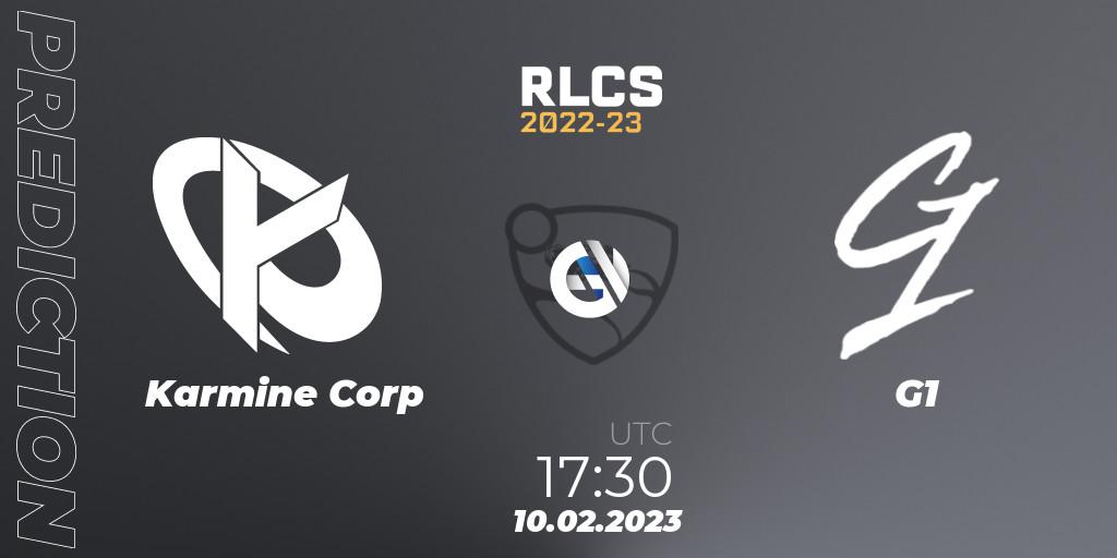 Karmine Corp - G1: Maç tahminleri. 10.02.2023 at 17:30, Rocket League, RLCS 2022-23 - Winter: Europe Regional 2 - Winter Cup